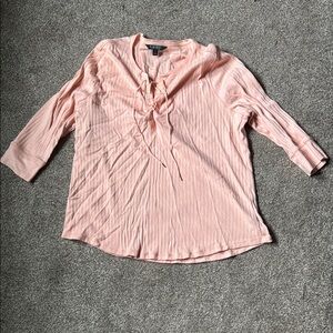 Cato Blush Lace-Up Blouse